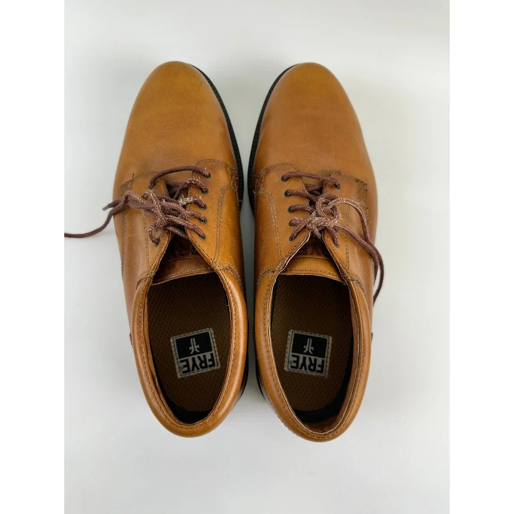 Frye Matthew Oxford Tan Leather Plain Toe Dress Shoes Lace Up Casual Mens 11 M